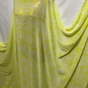 100% Crinkle Polyester  Neon Lime Floral Print Dress/Craft Fabric