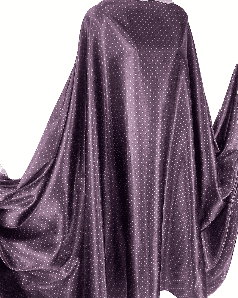 NEW Soft Smooth Satin Dark Plum Polka Dots Print DressCraft FabricFREE PP 225625492168