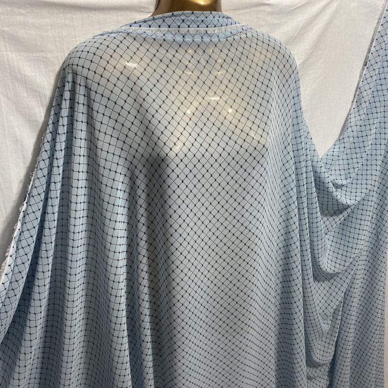 NEWSmooth Chiffon Pale Blue Black Geometric Print DressCrafts FabricFREE PP 225193944268