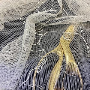 Extra Wide 120” (305cm) Embroidered Animals Cream Mesh Net Fabric– Curtain/Stage