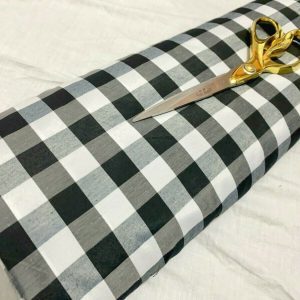 Grey/Black/White Rayon Taffeta Checked Print Dress/Craft/Lining Fabric