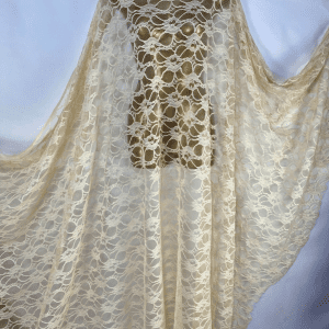 Beige Gold Stretch Net Lace Fabric – Corded Floral Dress/Bridal