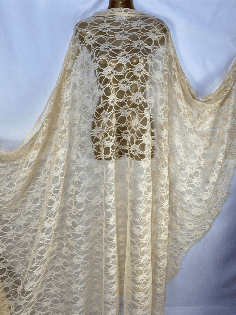 NEW Beige Gold Stretch Net Lace Fabric Corded Floral DressBridal FREE PP 226764942319