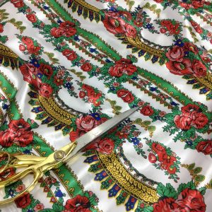 Smooth Liquid Satin Striped Floral Roses African Print Fabric