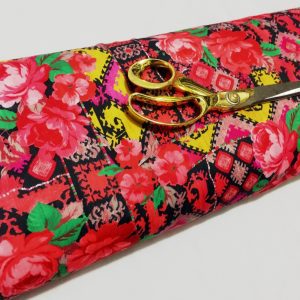 Stretch Scuba Jersey Roses/Squares Prints Dress/Craft Fabric