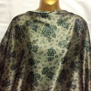 L/Weight Liquid Satin Brown-Black Roses Print  Dress/Craft Fabric