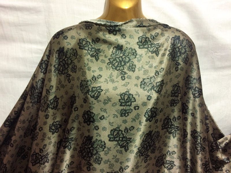 NEWLWeight Liquid Satin Brown Black Roses Print DressCraft FabricFREE PP 222639114299