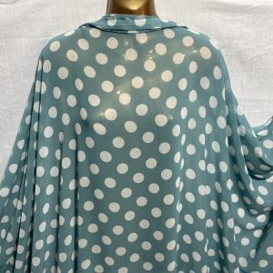 Smooth Chiffon Pale Blue Teal Polka Dot Print Dress/Crafts Fabric