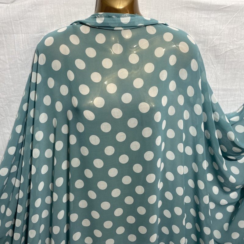 NEWSmooth Chiffon Pale Blue Teal Polka Dot Print DressCrafts FabricFREE PP 325245933319