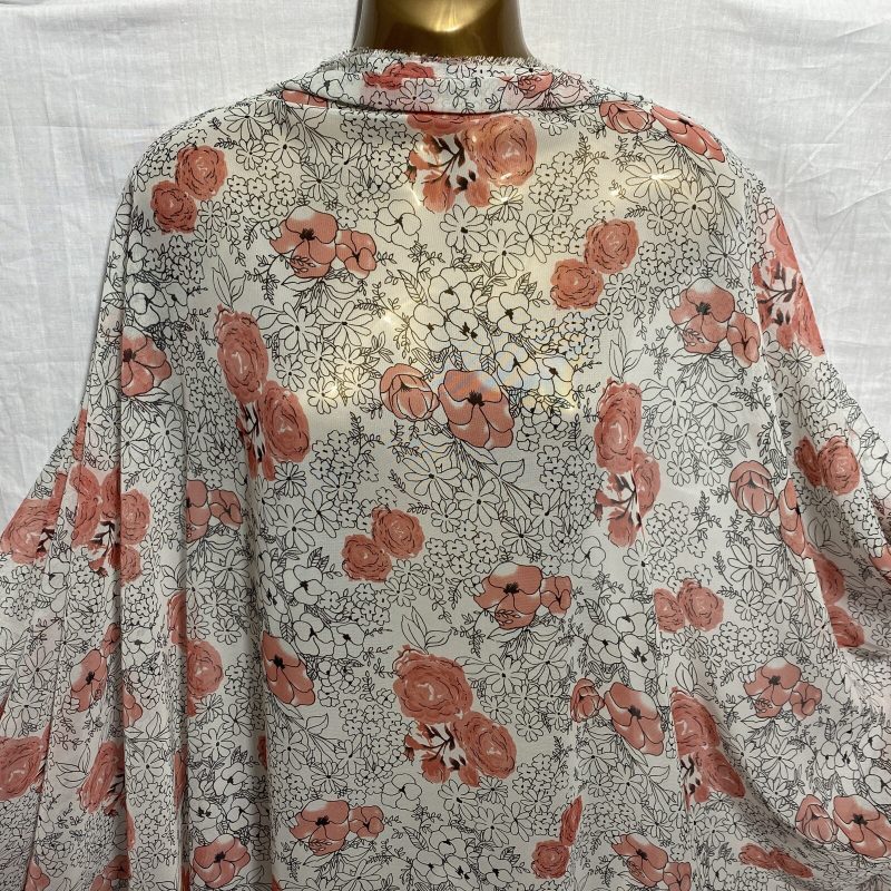 NEWSmooth Chiffon Pinkish RedBlack Roses Print DressCrafts FabricFREE PP 325245994309