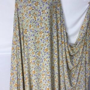 Designer Smooth Polyester – Olive Base with Small Floral Print – Dress Fabric